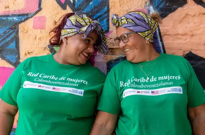 Two women from a UN Women project in Colombia working with Venezuelan migrant women.  venezuelan 